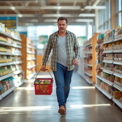 persona di 40 anni che svolge commissioni al supermercato persona di 40 anni che svolge commissioni al supermercato